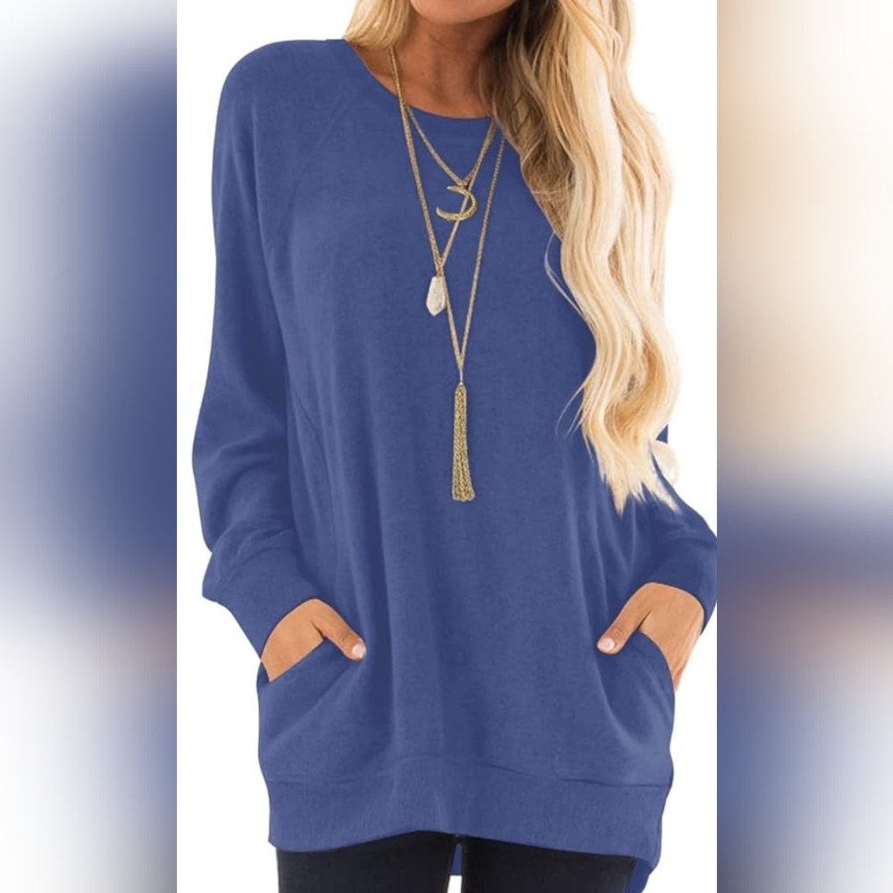 KUOTAI Womens Fall Long Sleeve T-Shirts Casual Tunic With Pockets NWT Size XL